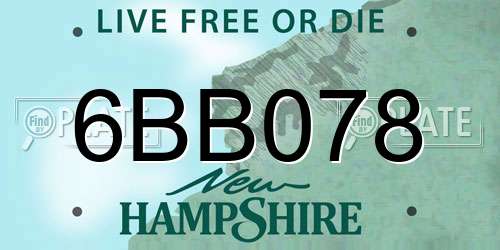 6BB078 New Hampshire License Plate