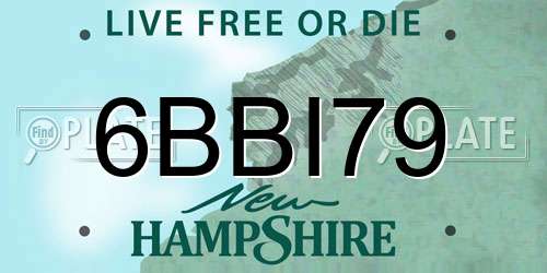6BBI79 New Hampshire License Plate