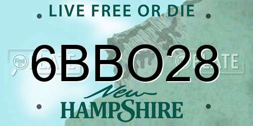 6BBO28 New Hampshire License Plate