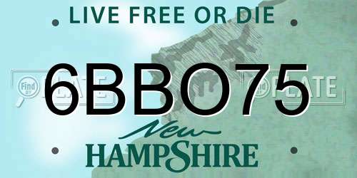 6BBO75 New Hampshire License Plate
