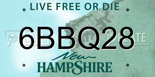 6BBQ28 New Hampshire License Plate