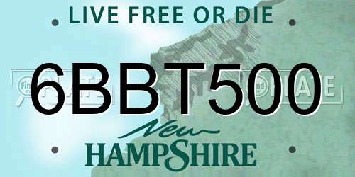6BBT500 New Hampshire License Plate