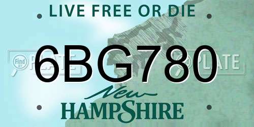 6BG780 New Hampshire License Plate