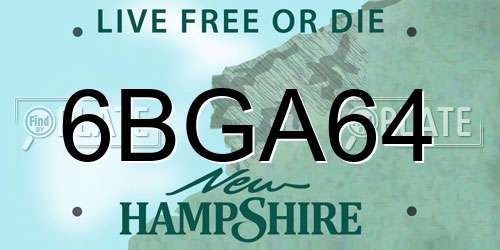 6BGA64 New Hampshire License Plate