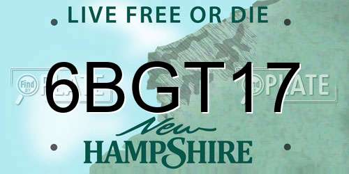 6BGT17 New Hampshire License Plate