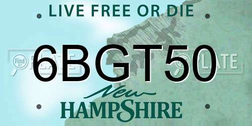 6BGT50 New Hampshire License Plate
