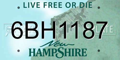 6BH1187 New Hampshire License Plate