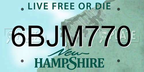 6BJM770 New Hampshire License Plate