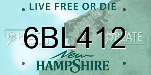 6BL412 New Hampshire License Plate