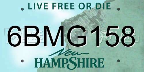 6BMG158 New Hampshire License Plate