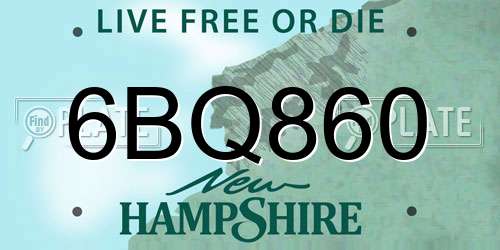 6BQ860 New Hampshire License Plate