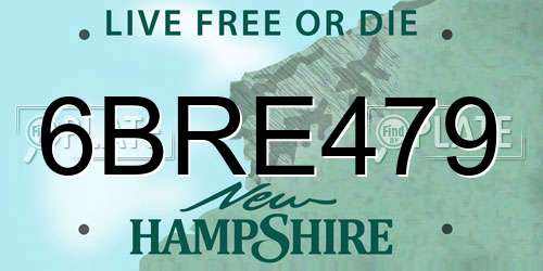 6BRE479 New Hampshire License Plate
