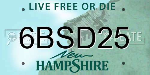6BSD25 New Hampshire License Plate