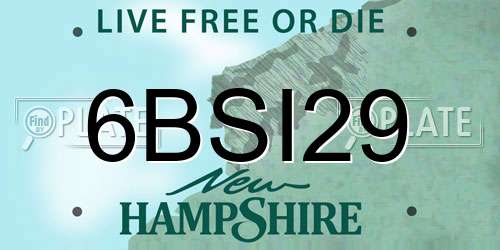 6BSI29 New Hampshire License Plate