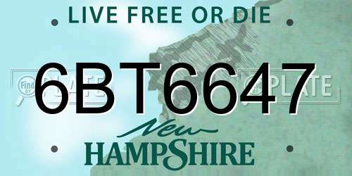 6BT6647 New Hampshire License Plate