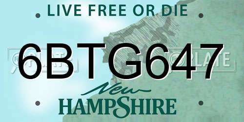 6BTG647 New Hampshire License Plate