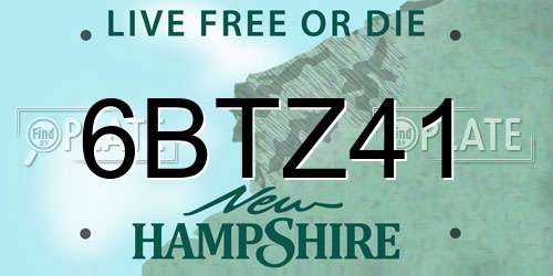 6BTZ41 New Hampshire License Plate