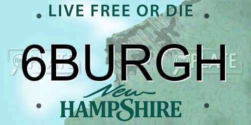 6BURGH New Hampshire License Plate