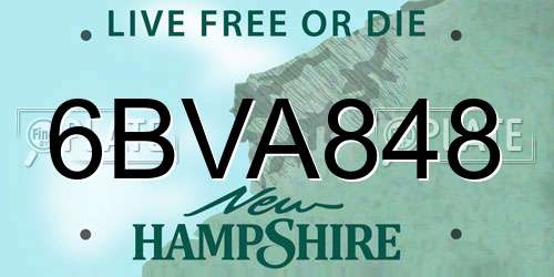 6BVA848 New Hampshire License Plate