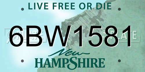 6BW1581 New Hampshire License Plate