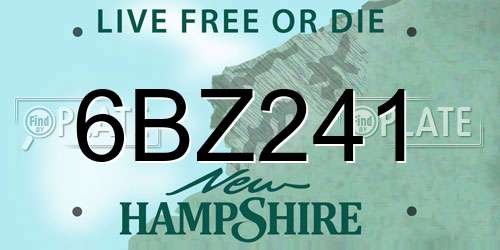 6BZ241 New Hampshire License Plate
