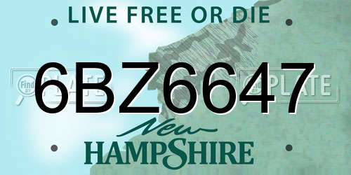 6BZ6647 New Hampshire License Plate