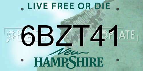 6BZT41 New Hampshire License Plate