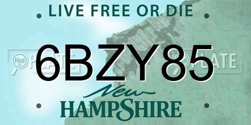 6BZY85 New Hampshire License Plate