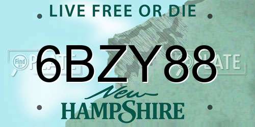 6BZY88 New Hampshire License Plate