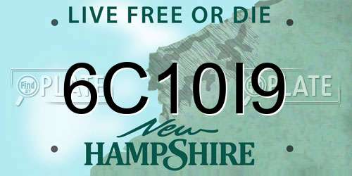 6C10I9 New Hampshire License Plate