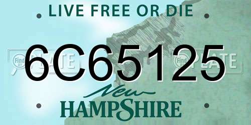 6C65125 New Hampshire License Plate