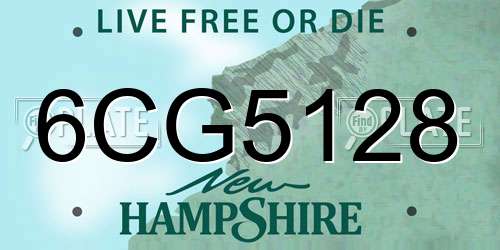 6CG5128 New Hampshire License Plate