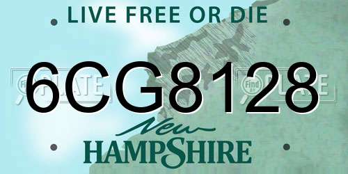 6CG8128 New Hampshire License Plate