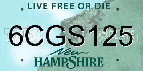 6CGS125 New Hampshire License Plate