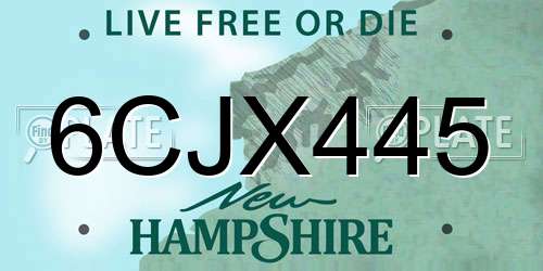 6CJX445 New Hampshire License Plate