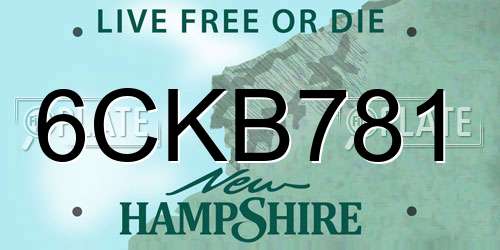 6CKB781 New Hampshire License Plate