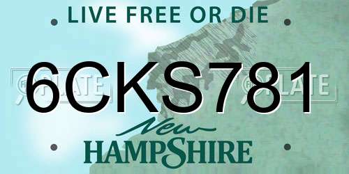 6CKS781 New Hampshire License Plate