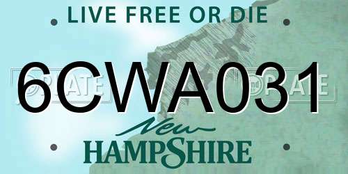6CWA031 New Hampshire License Plate