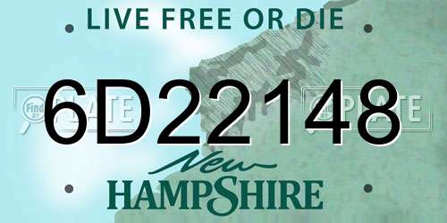 6D22148 New Hampshire License Plate