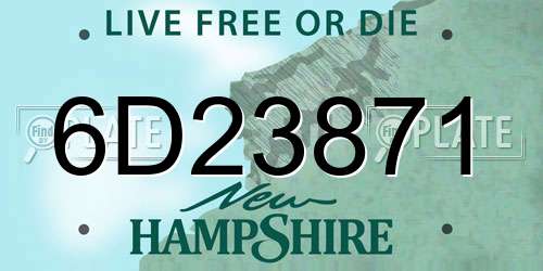 6D23871 New Hampshire License Plate