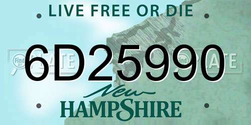 6D25990 New Hampshire License Plate