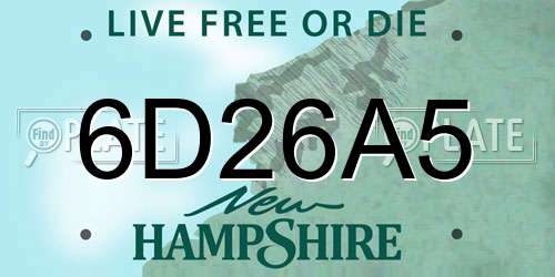 6D26A5 New Hampshire License Plate