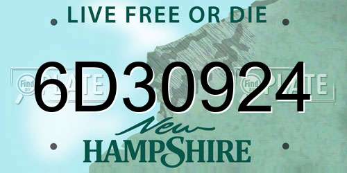 6D30924 New Hampshire License Plate