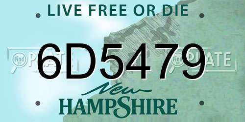 6D5479 New Hampshire License Plate