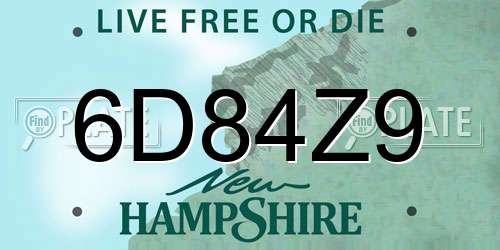 6D84Z9 New Hampshire License Plate