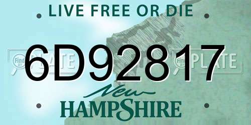 6D92817 New Hampshire License Plate