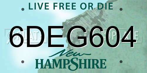6DEG604 New Hampshire License Plate
