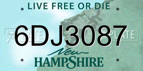 6DJ3087 New Hampshire License Plate