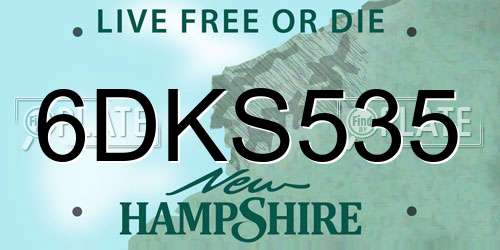 6DKS535 New Hampshire License Plate