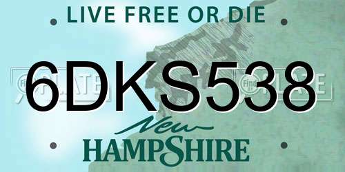 6DKS538 New Hampshire License Plate